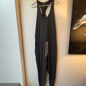 Vuori Lux Racerback Charcoal Gray Sleeveless Jumpsuit Athleisure Size Medium